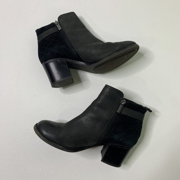 Sperry Leather Ankle Booties Boots Black Heels Quilted Suede Trendy Womens 6.5 - Picture 5 of 9